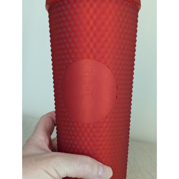 Starbucks 2020 Studded Christmas Holiday Tumbler 24oz Matte Red w/Lid & Straw - Picture 2 of 8